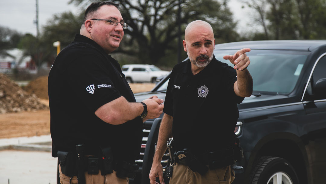 GPI Defense security officers on-site providing construction site security and monitoring to prevent theft and vandalism.