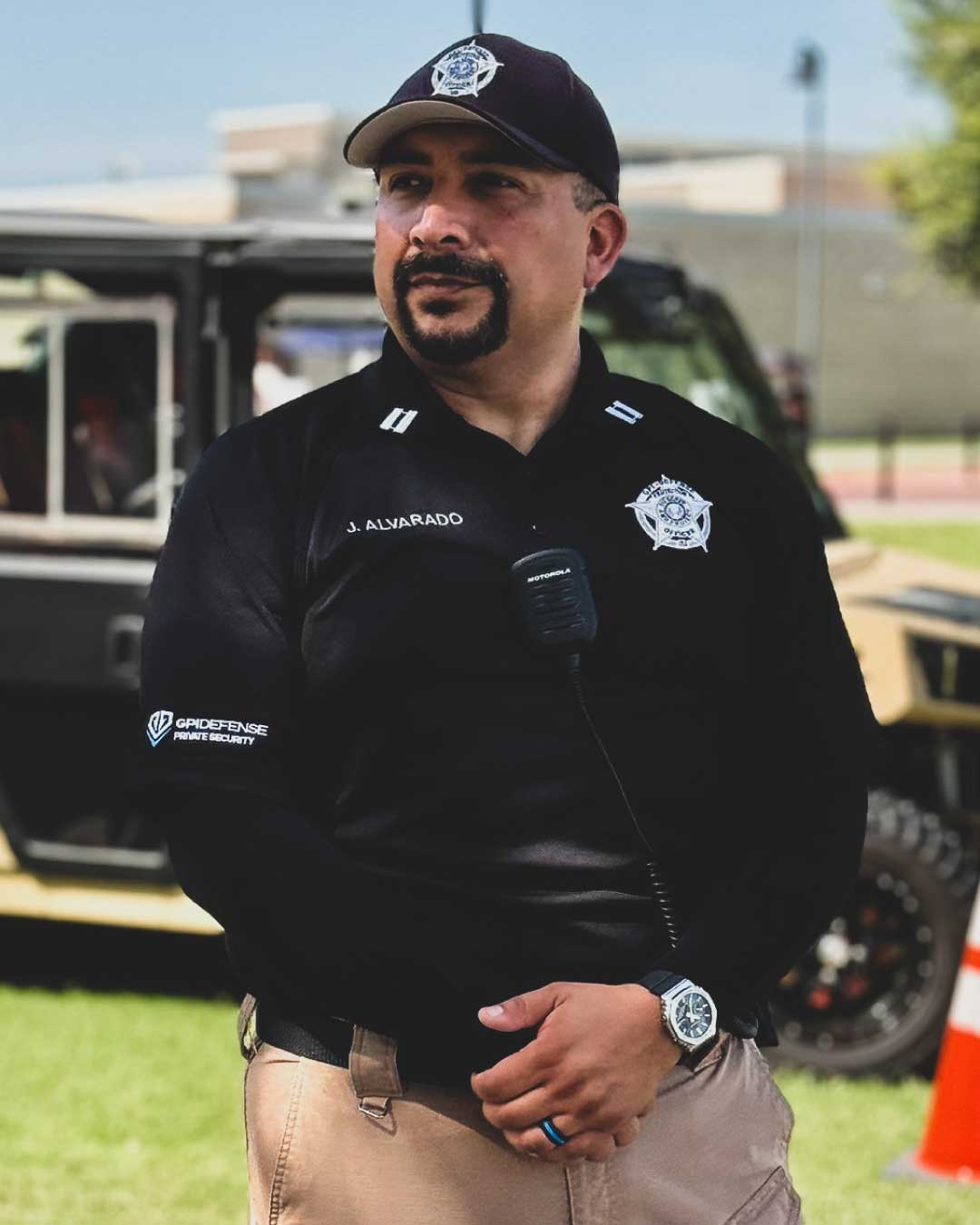 GPI Defense licensed security guard in Houston TX on duty.