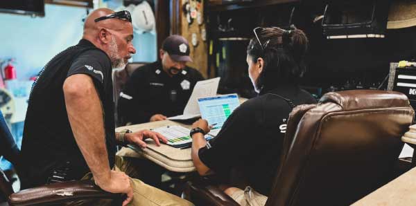 GPI Defense security professionals reviewing risk assessment data in Houston TX to enhance facility protection.