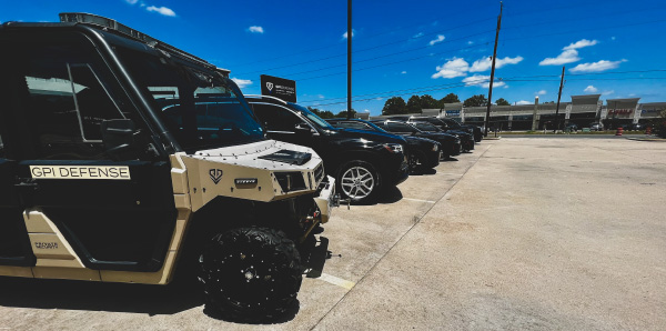 Fleet of GPI Defense mobile patrol vehicles in Houston TX providing professional patrol security services.